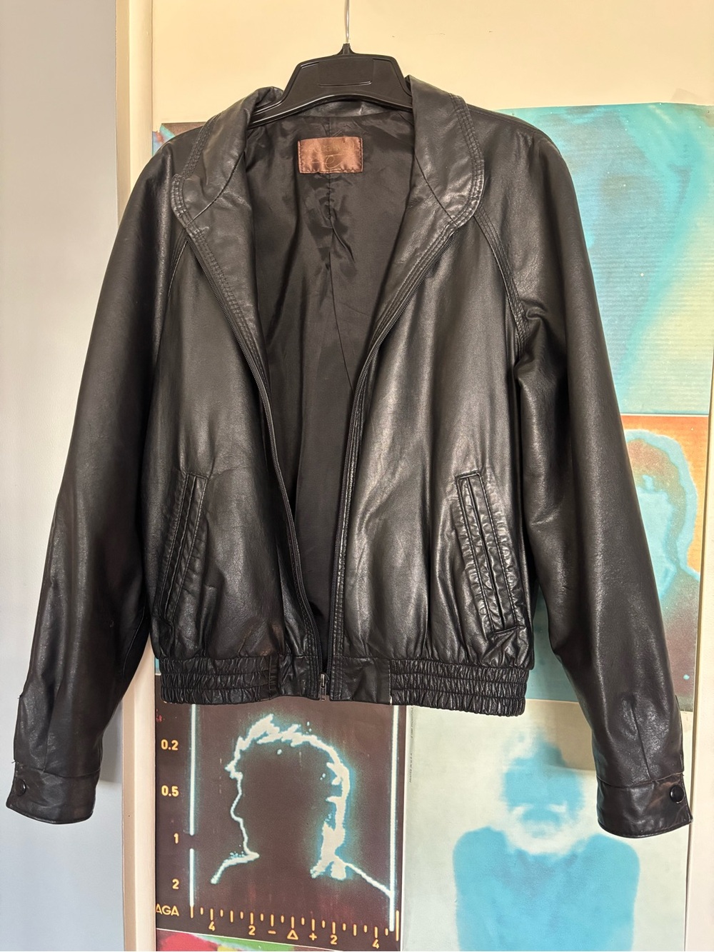 Black Men's Leather Bomber Jacket